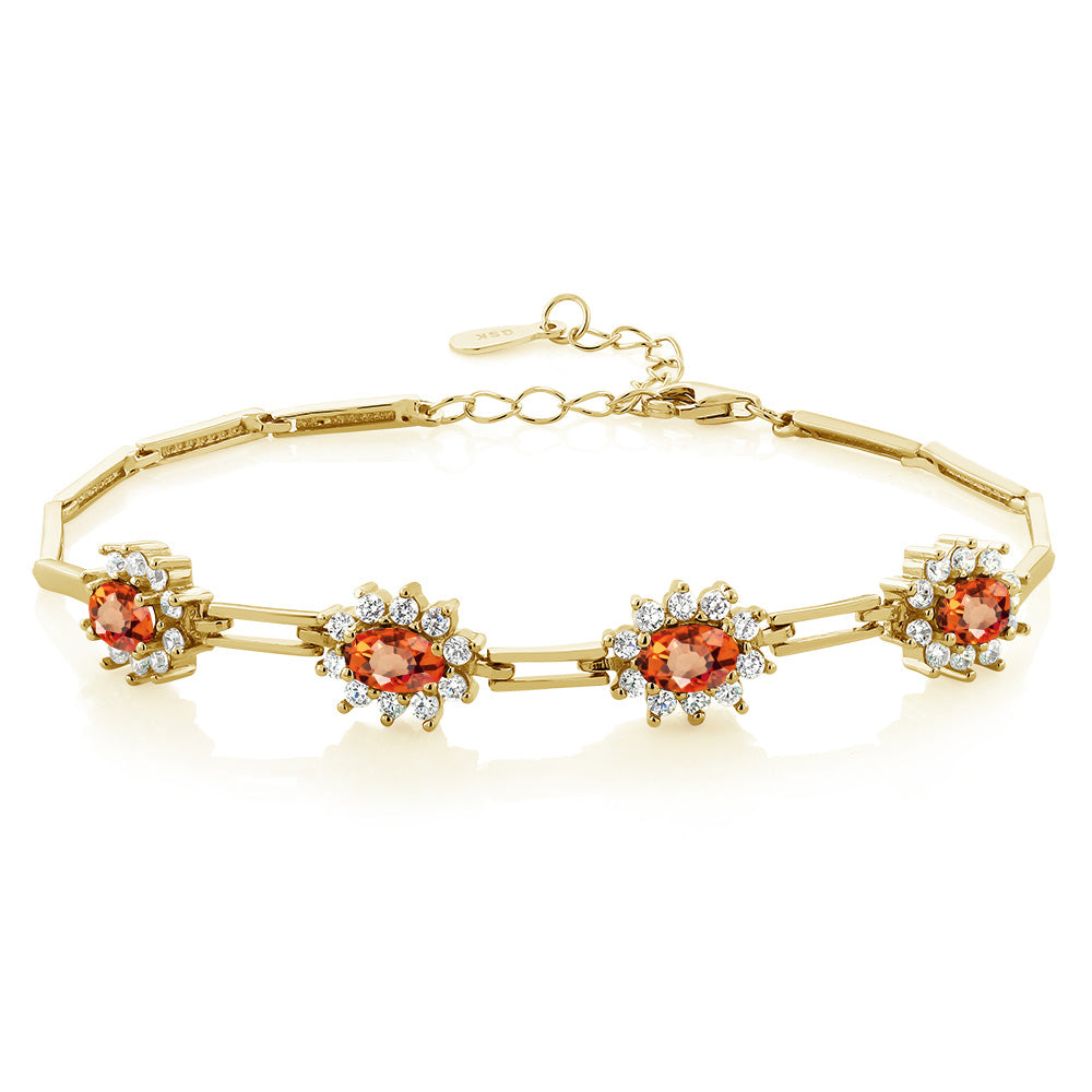 Orange Sapphire - September_Bracelet in 925 Yellow Gold Plated Silver