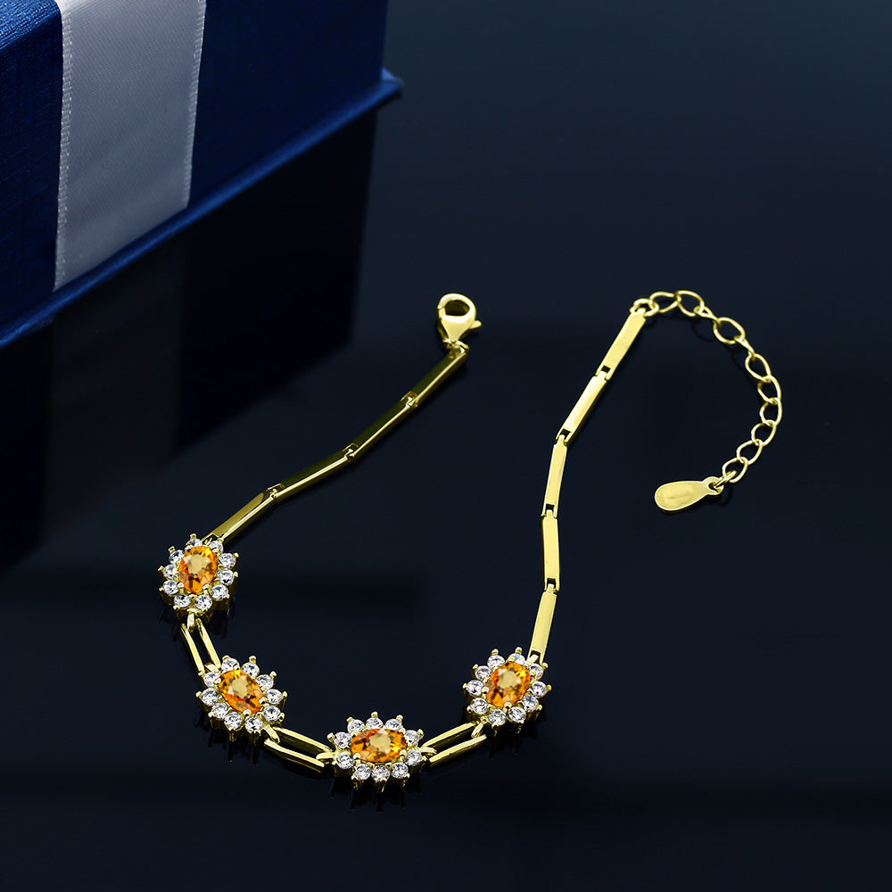 Yellow Sapphire - September_Bracelet in 925 Yellow Gold Plated Silver