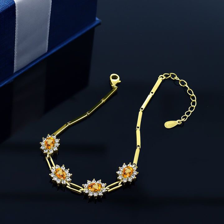 Yellow Sapphire - September_Bracelet in 925 Yellow Gold Plated Silver