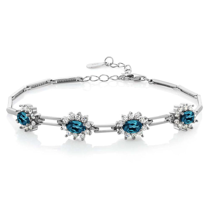 London Blue Topaz - November_Bracelet in 925 Sterling Silver