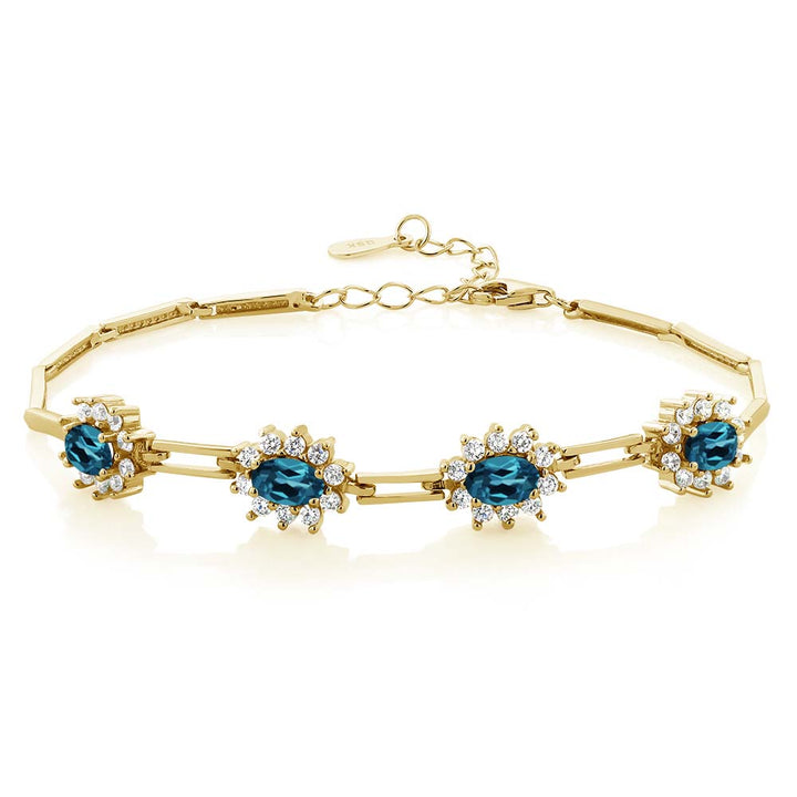 London Blue Topaz - November_Bracelet in 925 Yellow Gold Plated Silver