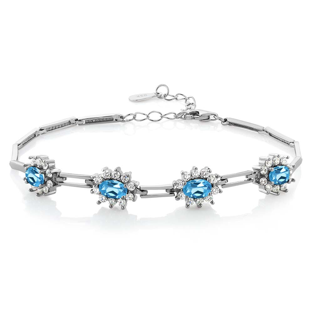 Swiss Blue Topaz - November_Bracelet in 925 Sterling Silver