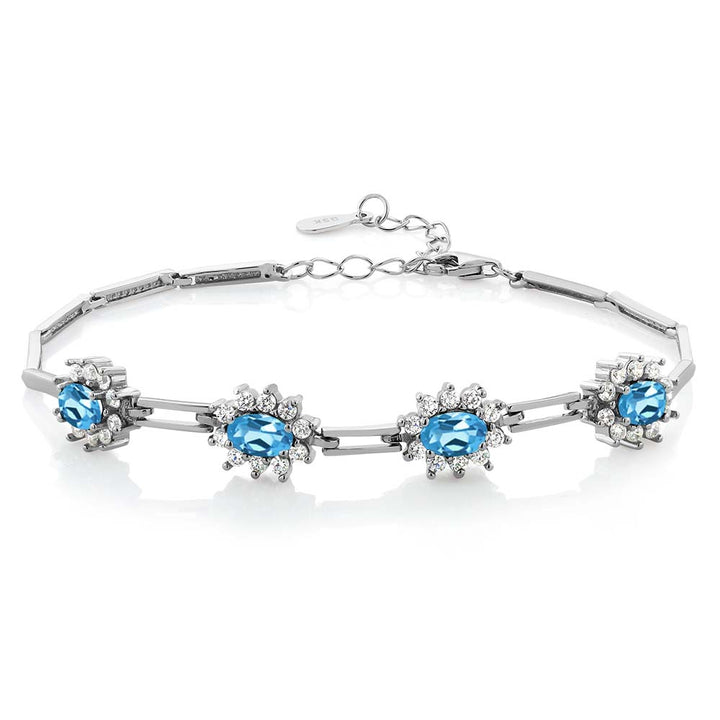 Swiss Blue Topaz - November_Bracelet in 925 Sterling Silver