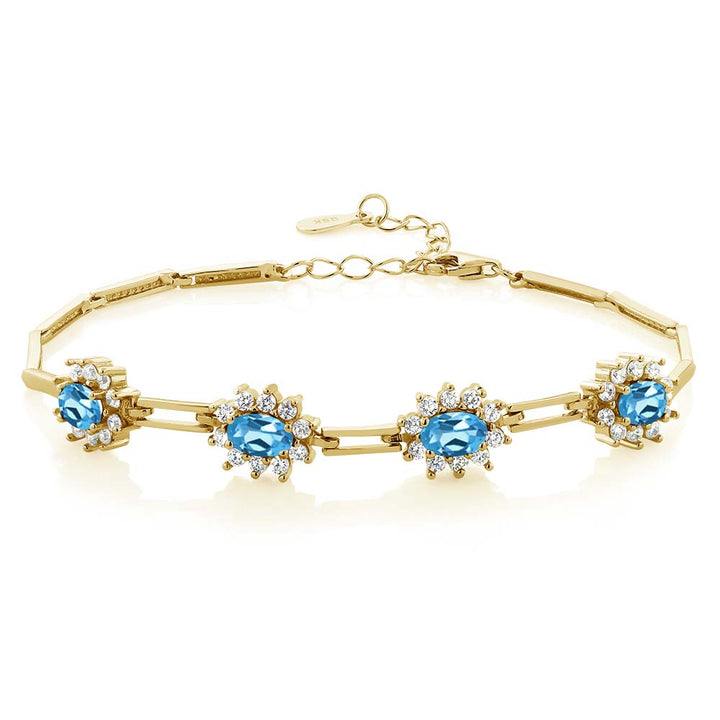 Swiss Blue Topaz - November_Bracelet in 925 Yellow Gold Plated Silver