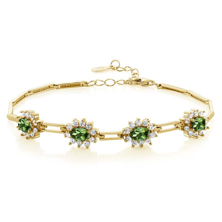 Green Tourmaline - October_Bracelet in 925 Yellow Gold Plated Silver