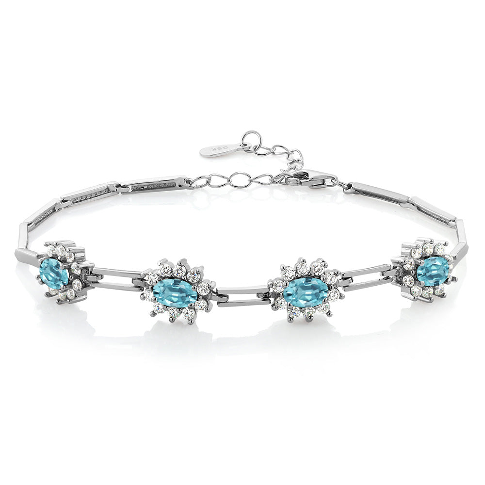 Blue Zircon_Bracelet in 925 Sterling Silver