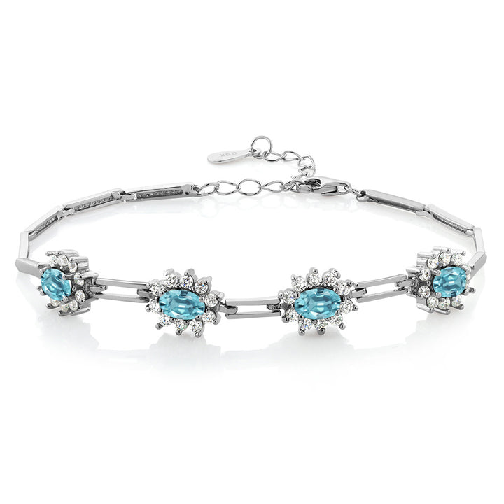 Blue Zircon_Bracelet in 925 Sterling Silver