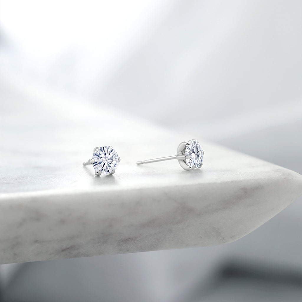 Moissanite - April_Earrings in Platinum