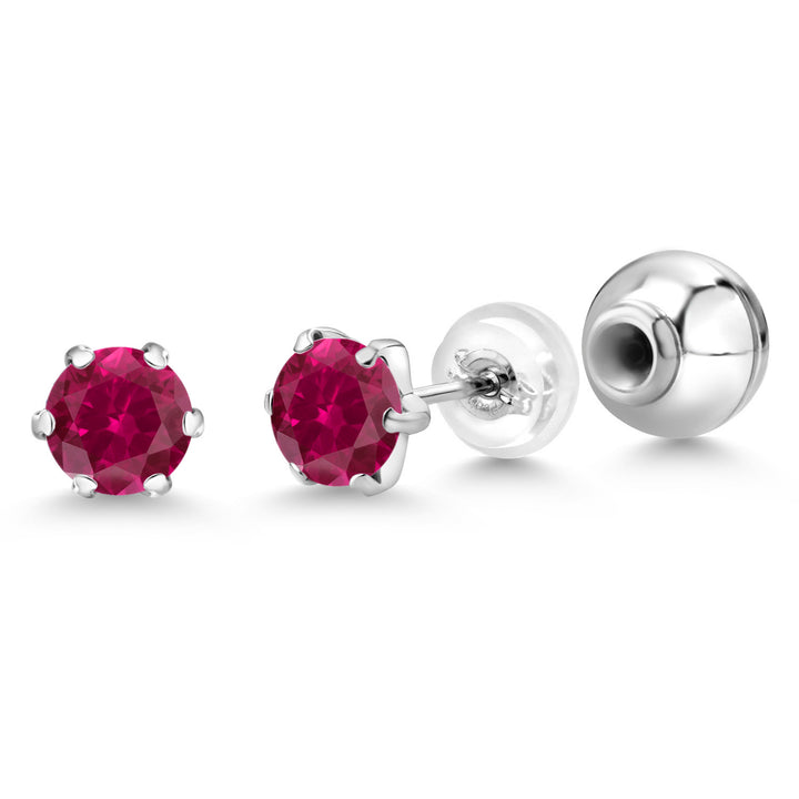 Created Ruby - July_Earrings in Platinum