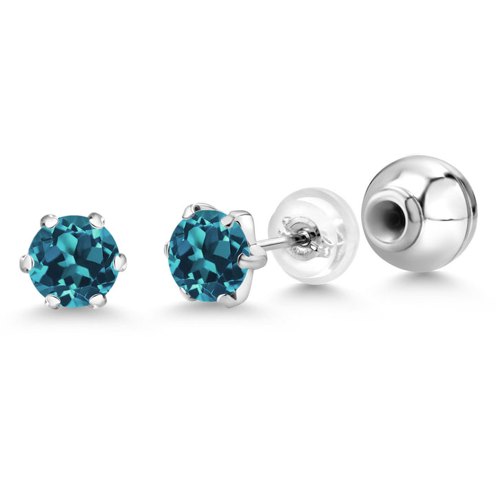 London Blue Topaz - November_Earrings in Platinum