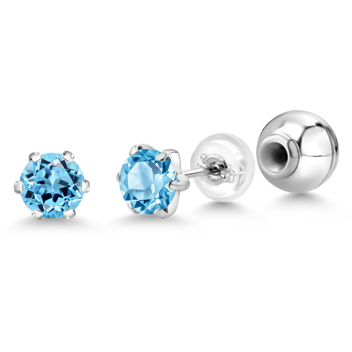 Swiss Blue Topaz - November_Earrings in Platinum
