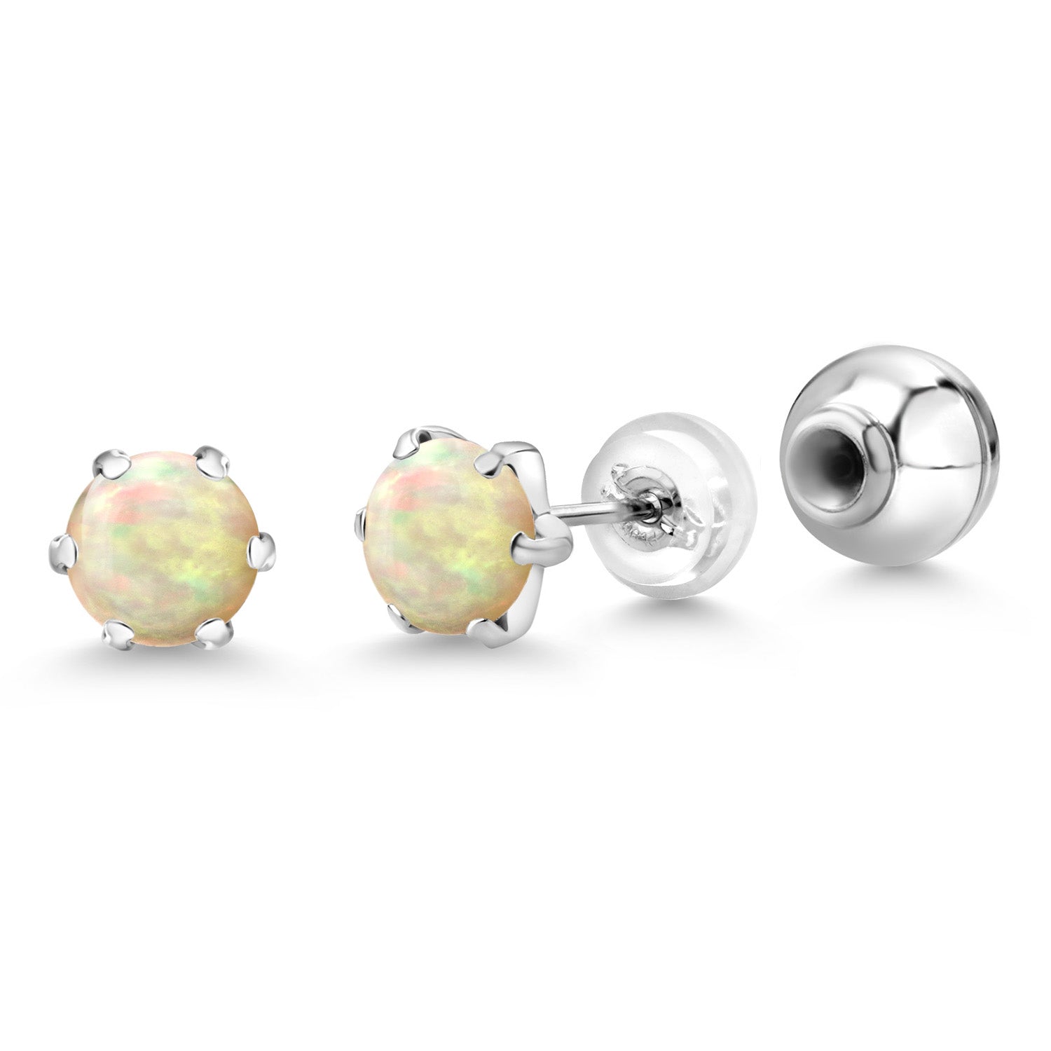 Ethiopian Opal-Cabochon - October_Earrings in Platinum