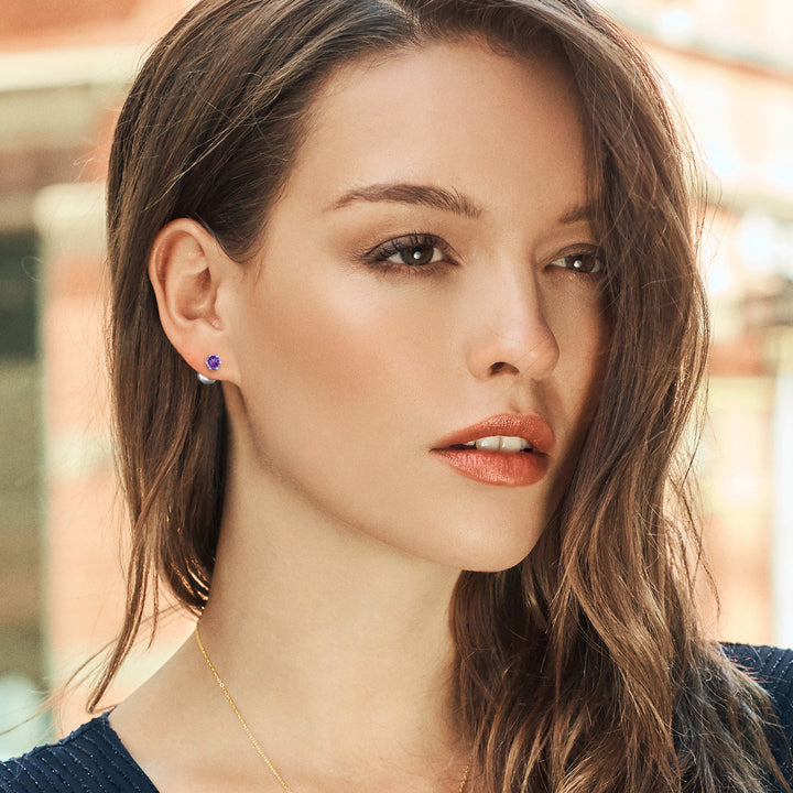 Amethyst - February_Earrings in Platinum