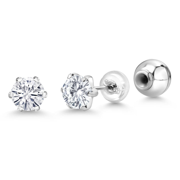 White Moissanite - April_Earrings in Platinum