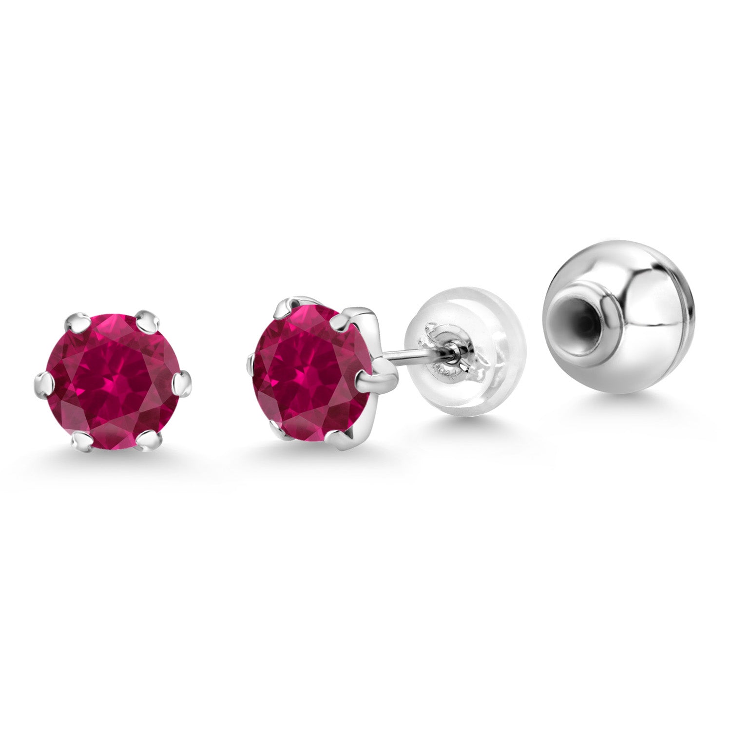 Created Ruby - July_Earrings in Platinum