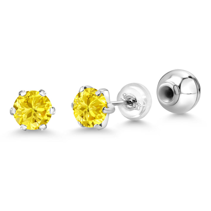 Yellow Zirconia_Earrings in Platinum