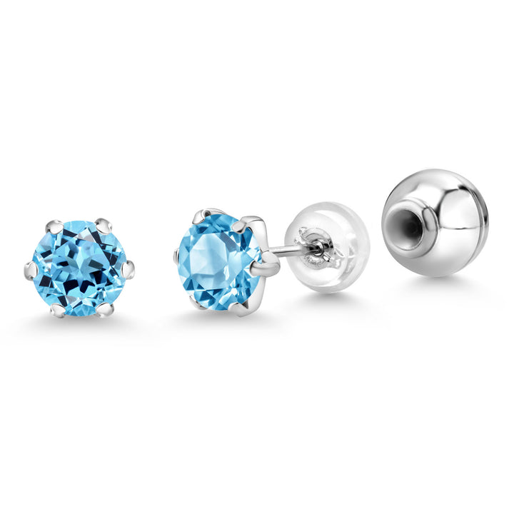 Swiss Blue Topaz - November_Earrings in Platinum