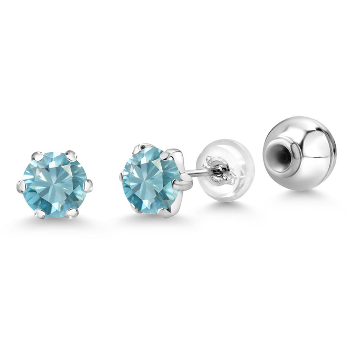 Blue Zircon_Earrings in Platinum