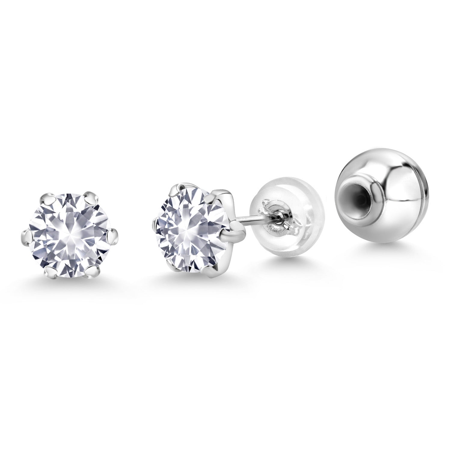 White Created Sapphire - September_Earrings in Platinum