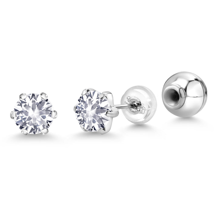 White Created Sapphire - September_Earrings in Platinum