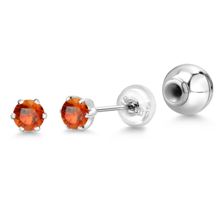 Orange Sapphire - September_Earrings in Platinum