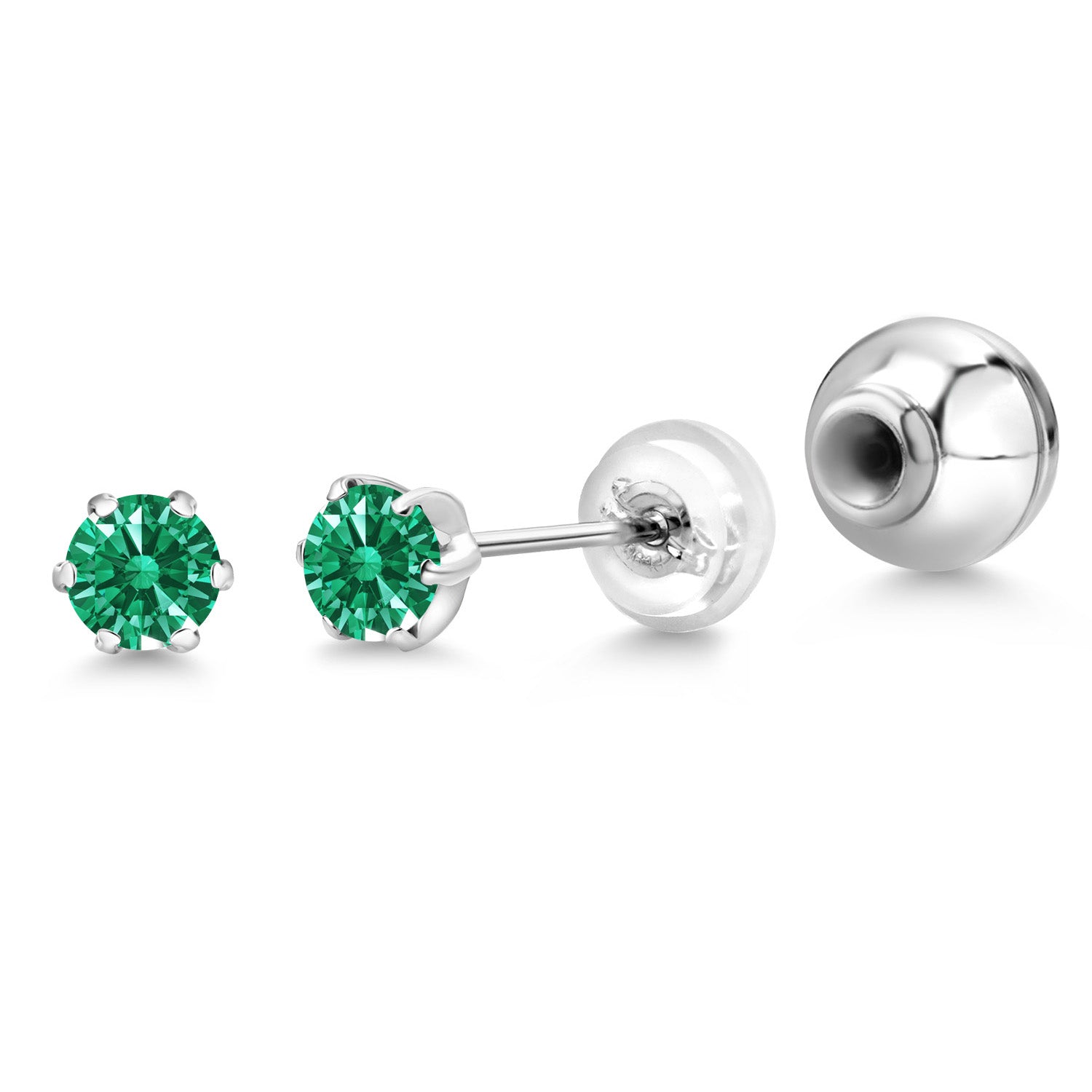 Green Zirconia_Earrings in Platinum