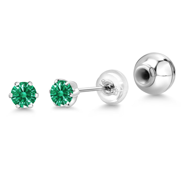 Green Zirconia_Earrings in Platinum