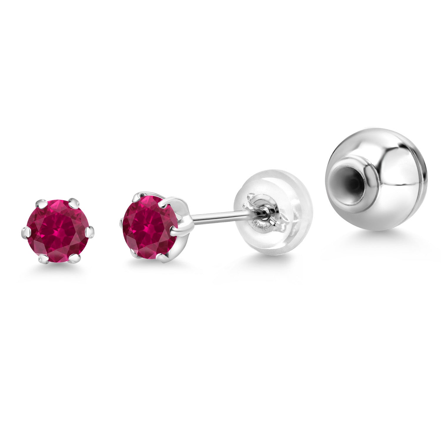 Created Ruby - July_Earrings in Platinum