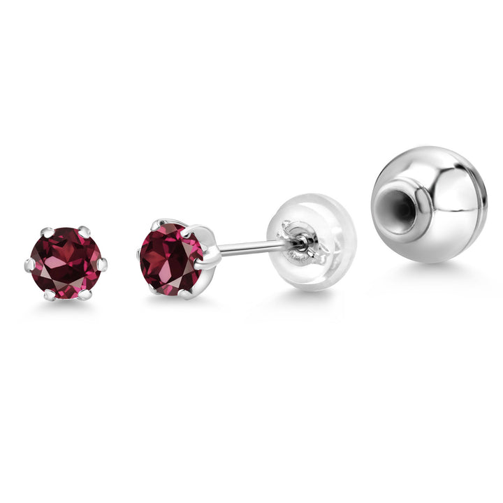 Rhodolite Garnet - January_Earrings in Platinum