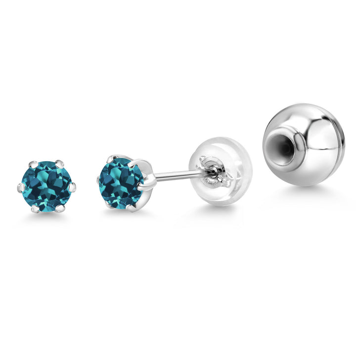 London Blue Topaz - November_Earrings in Platinum