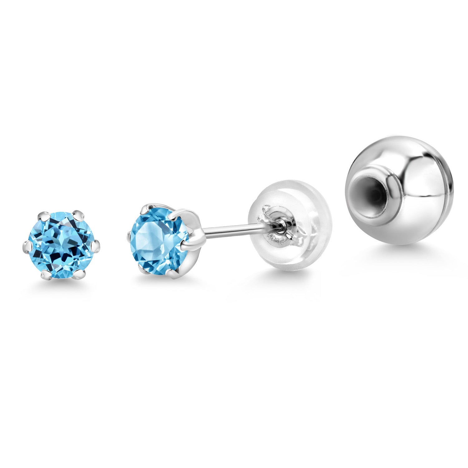 Swiss Blue Topaz - November_Earrings in Platinum