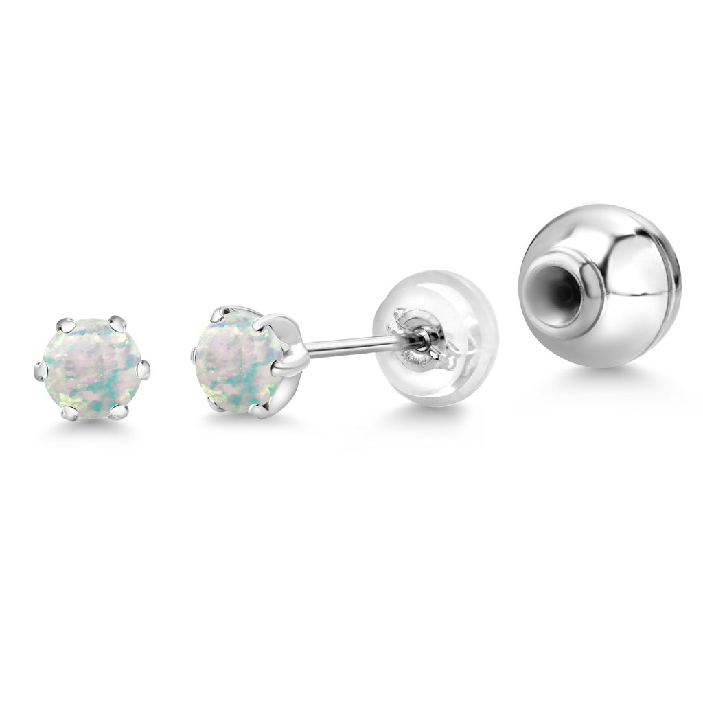 White Opal - October_Earrings in Platinum