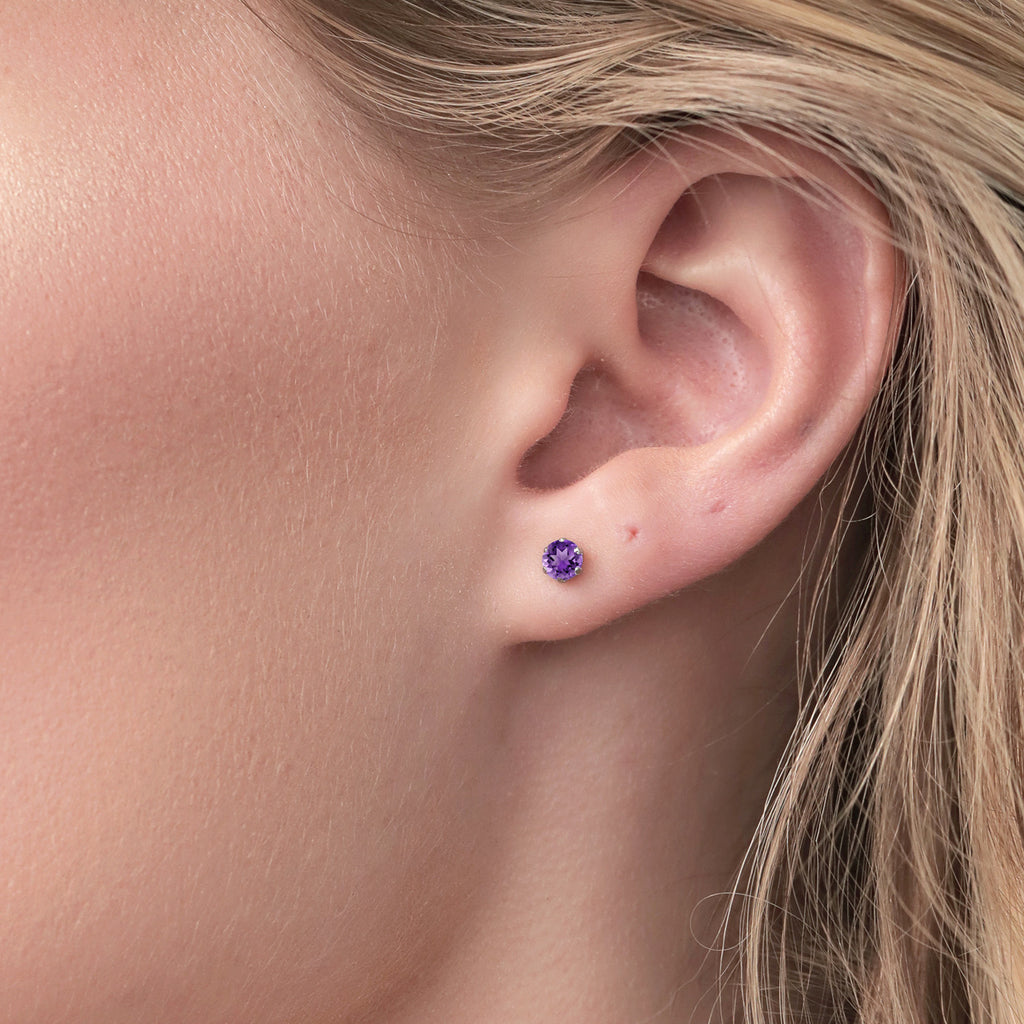 Amethyst - February_Earrings in Platinum