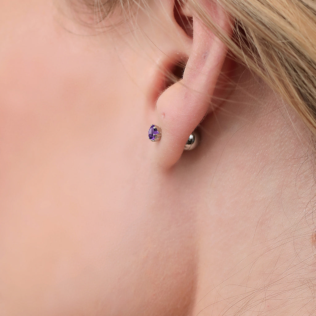 Amethyst - February_Earrings in Platinum