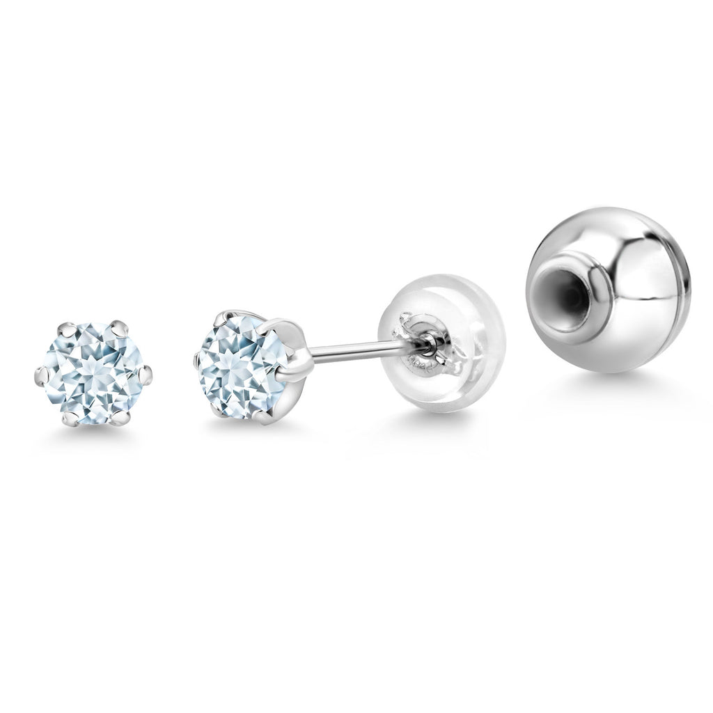 Aquamarine - March_Earrings in Platinum