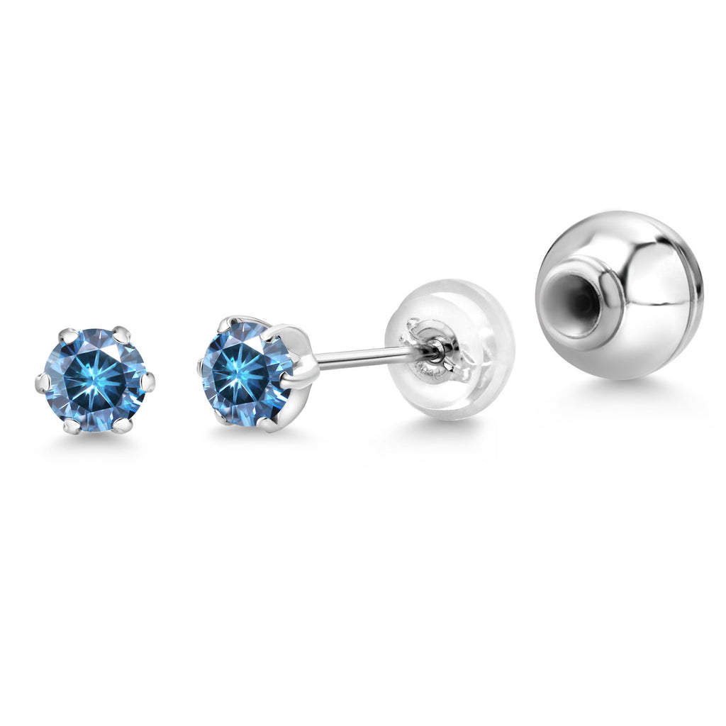 Persian Blue Moissanite_Earrings in Platinum