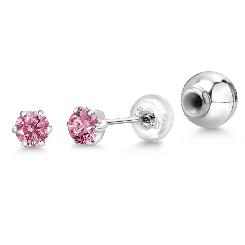 Pink Lab Grown Diamond - April_Earrings in Platinum