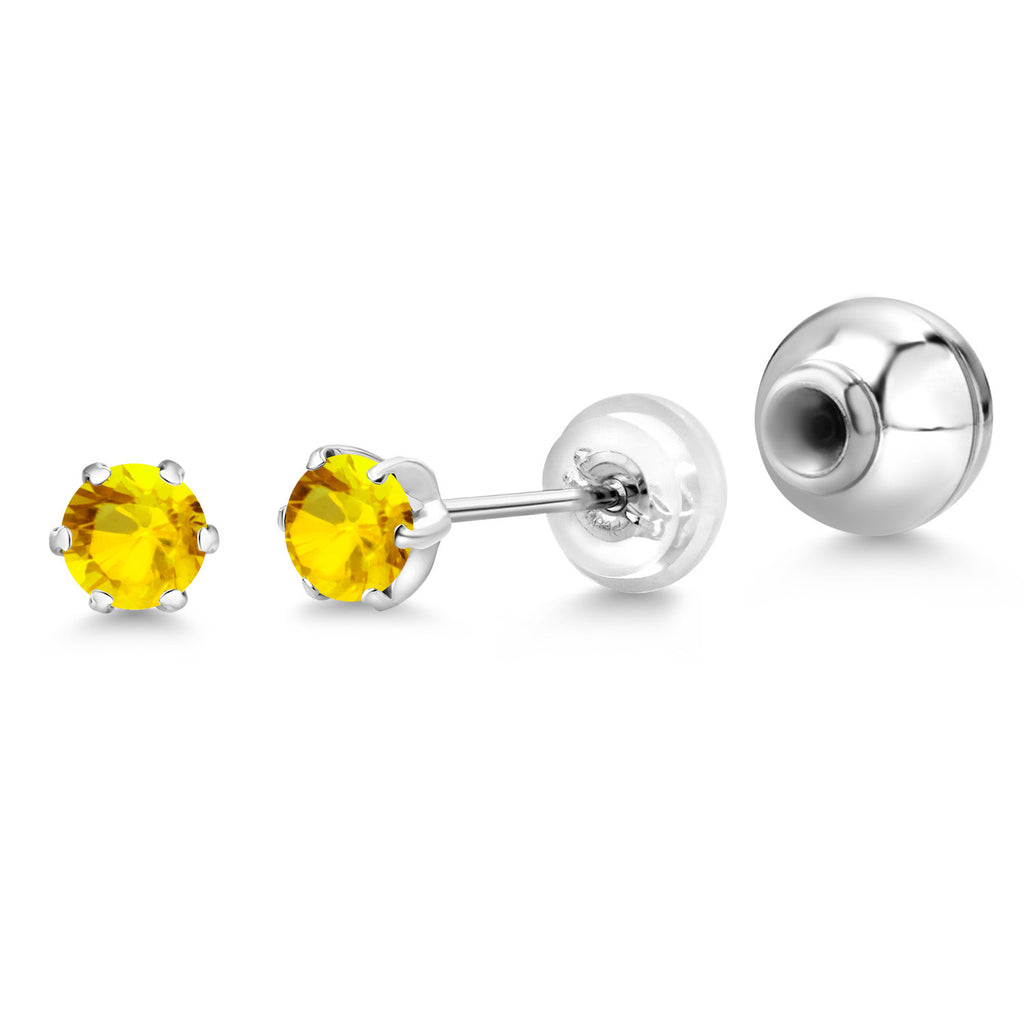 Yellow Sapphire - September_Earrings in Platinum