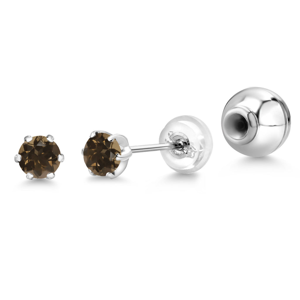 Smoky Quartz_Earrings in Platinum