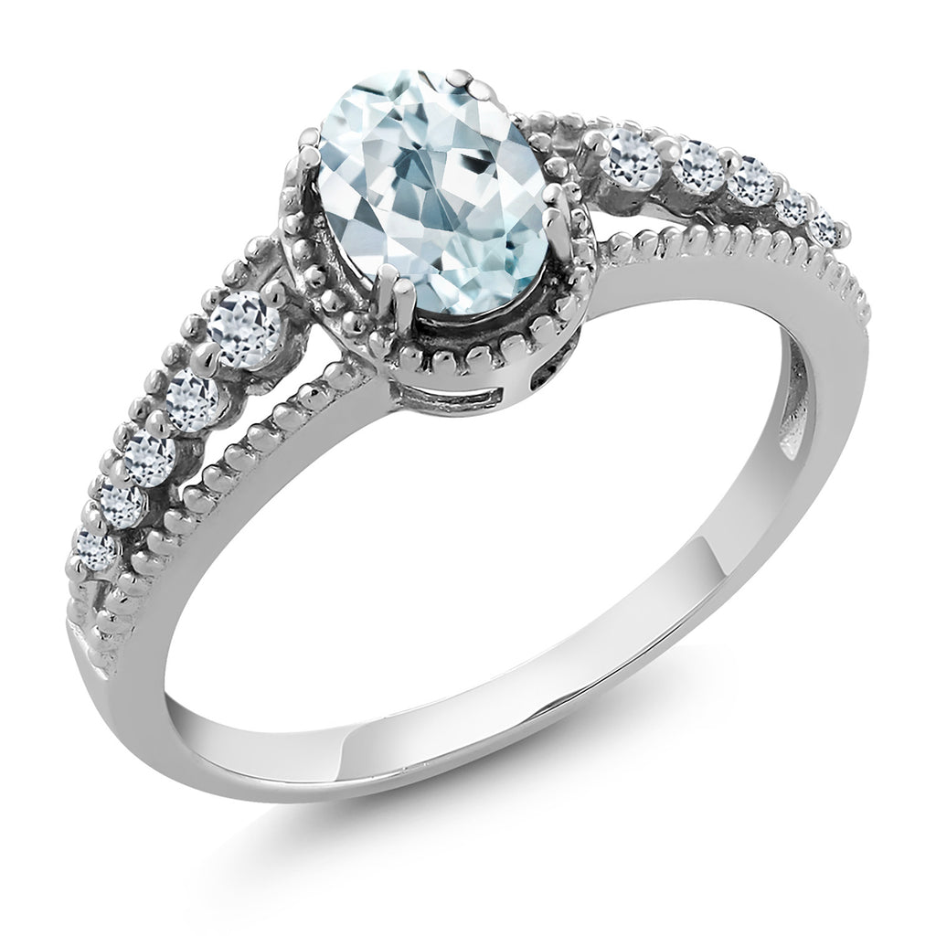 Aquamarine - March_7_Ring in 925 Sterling Silver