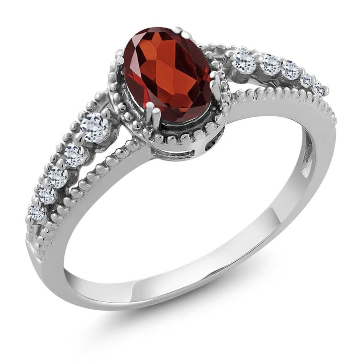 Garnet_5_Ring in 925 Sterling Silver