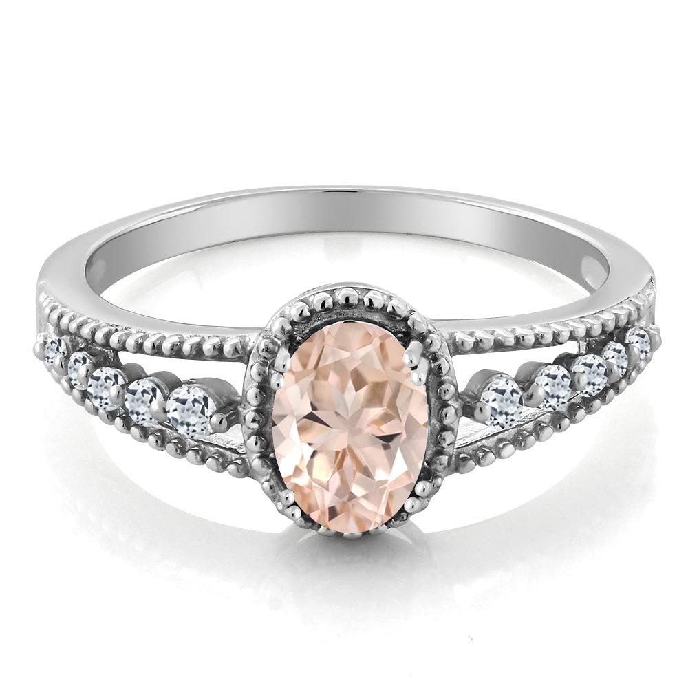 Morganite - October_8_Ring in 925 Sterling Silver