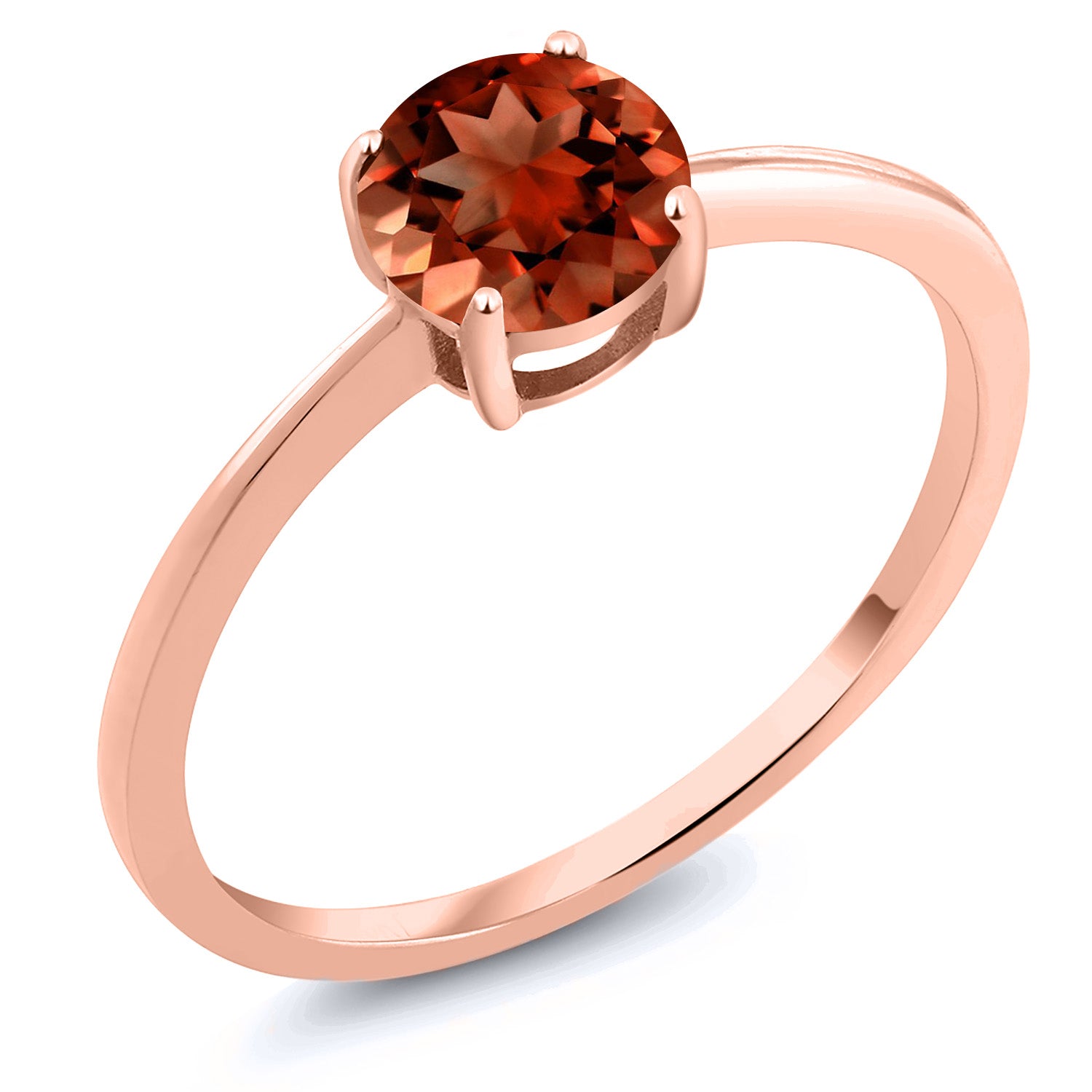 10K Rose Gold Red Garnet Solitaire Engagement Ring For Women (1.00 Cttw, Round 6MM, Gemstone January Birthstone, Available in Size 5,6,7,8,9)