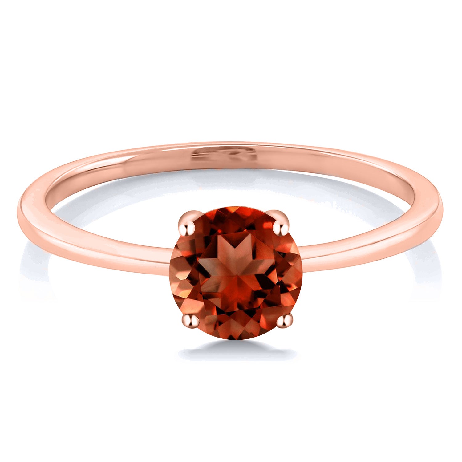 10K Rose Gold Red Garnet Solitaire Engagement Ring For Women (1.00 Cttw, Round 6MM, Gemstone January Birthstone, Available in Size 5,6,7,8,9)