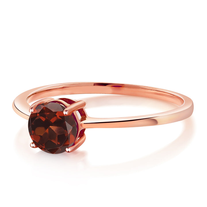 10K Rose Gold Red Garnet Solitaire Engagement Ring For Women (1.00 Cttw, Round 6MM, Gemstone January Birthstone, Available in Size 5,6,7,8,9)