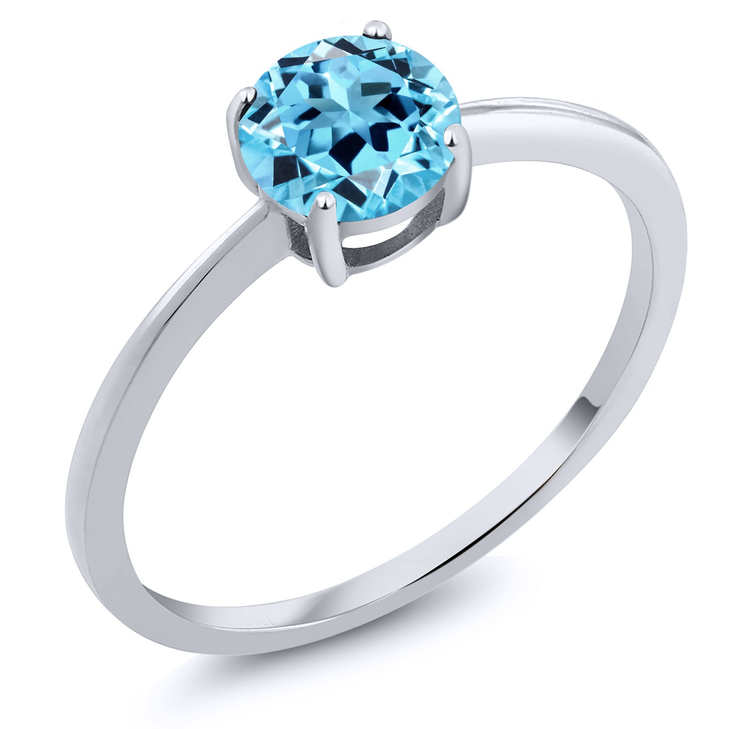 Swiss Blue Topaz - November_10_Ring in 10K White Gold