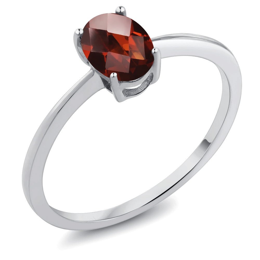 Garnet-Checkerboard - January_8_Ring in 10K White Gold