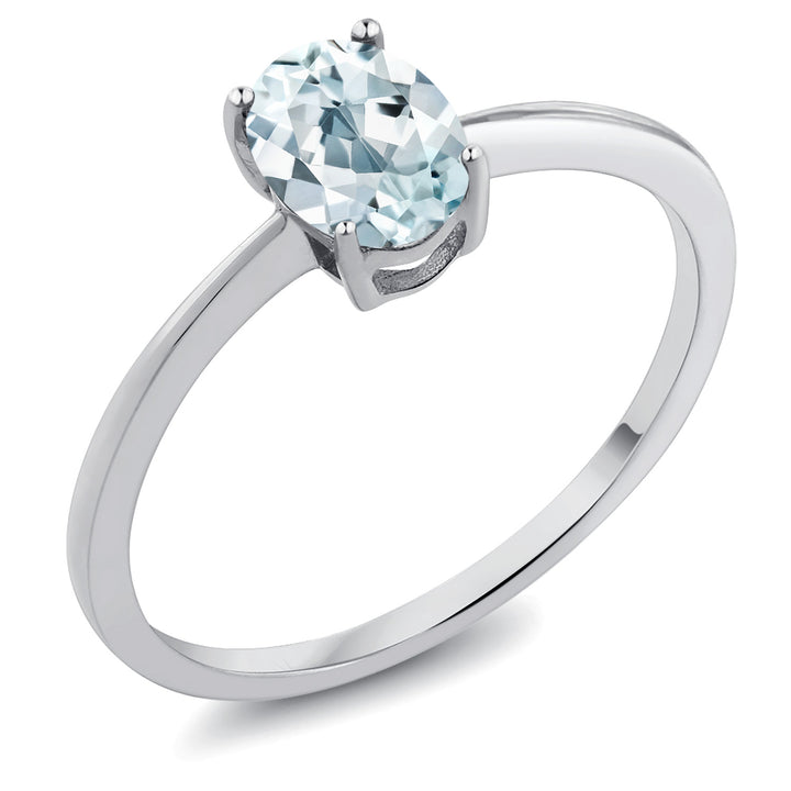 Aquamarine - March_5_Ring in 10K White Gold
