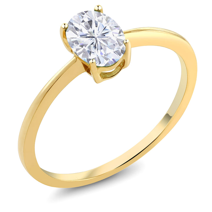 White Moissanite_5_Ring in 10K Yellow Gold