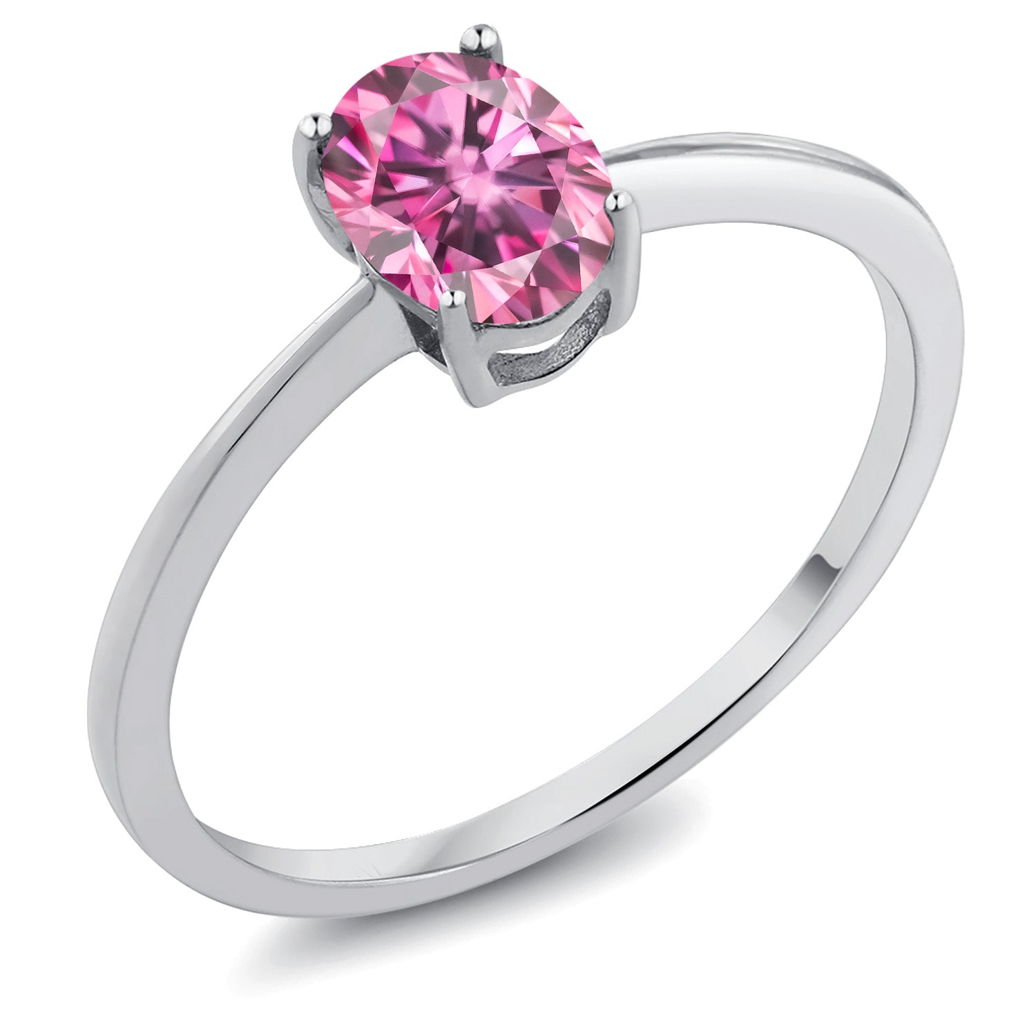 Pink Moissanite - April_7.5_Ring in 10K White Gold